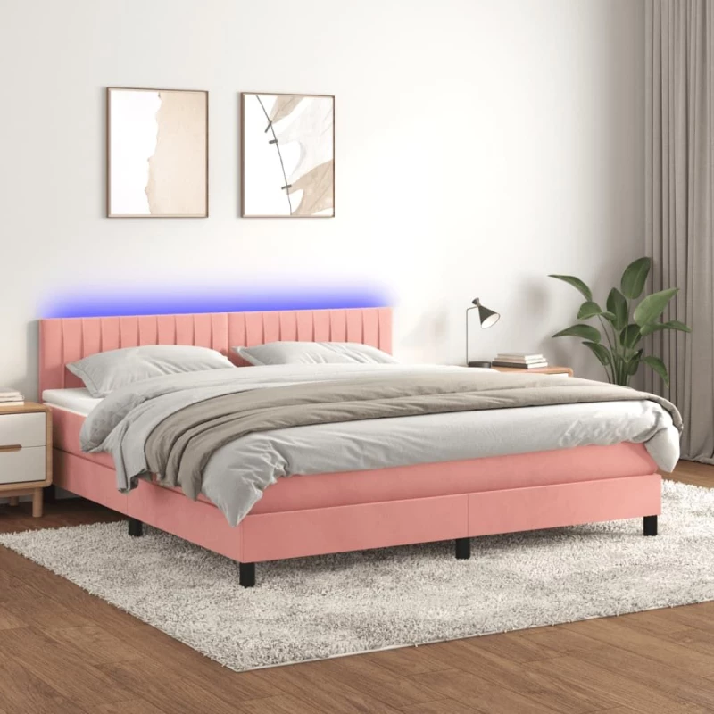 ΚΡΕΒΑΤΙ BOXSPRING ΜΕ ΣΤΡΩΜΑ & LED ΡΟΖ 160X200 ΕΚ. ΒΕΛΟΥΔΙΝΟ 3134536