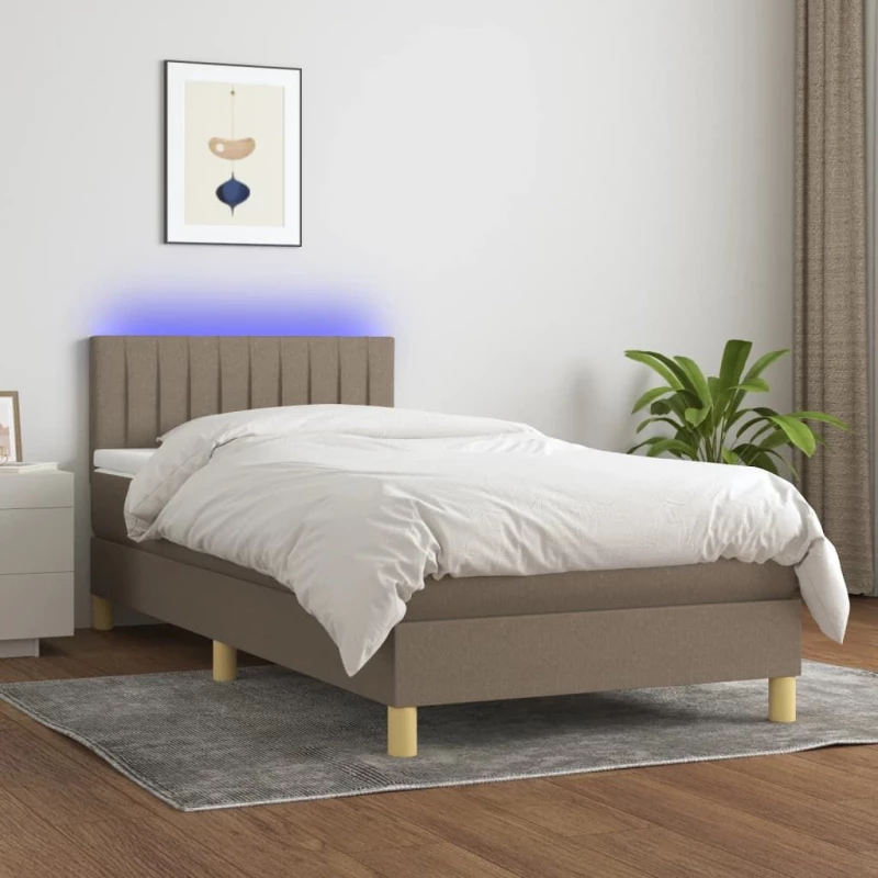 ΚΡΕΒΑΤΙ BOXSPRING ΜΕ ΣΤΡΩΜΑ & LED TAUPE 100X200 ΕΚ. ΥΦΑΣΜΑΤΙΝΟ 3133857