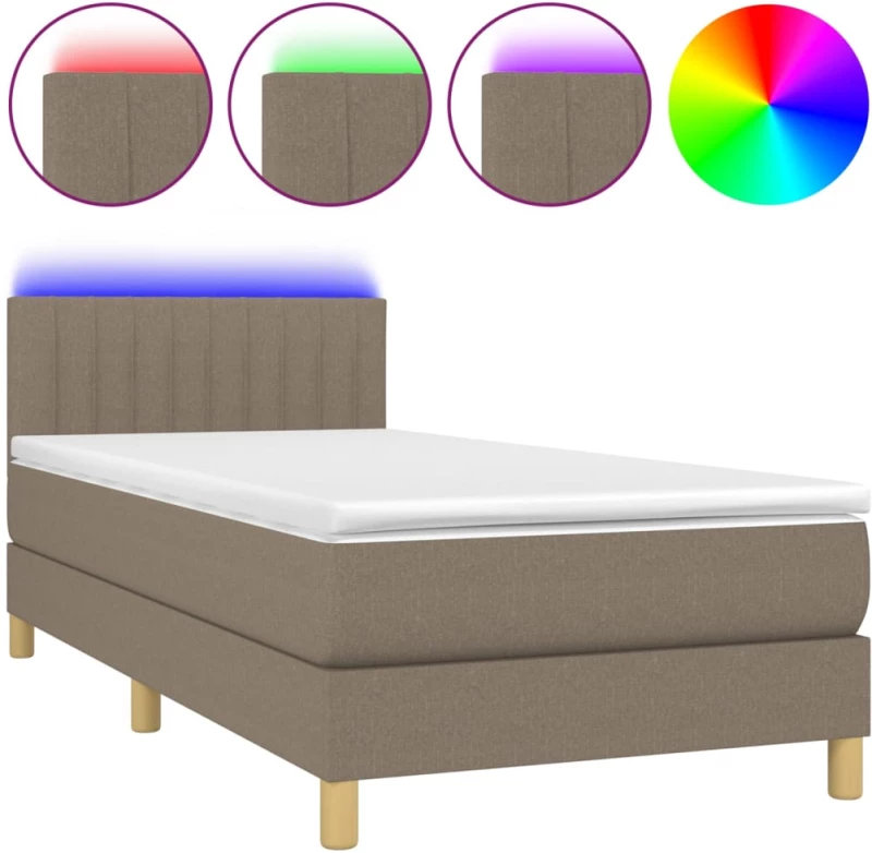 ΚΡΕΒΑΤΙ BOXSPRING ΜΕ ΣΤΡΩΜΑ & LED TAUPE 100X200 ΕΚ. ΥΦΑΣΜΑΤΙΝΟ 3133857