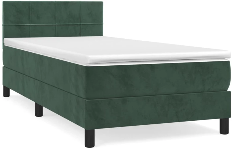 ΚΡΕΒΑΤΙ BOXSPRING ΜΕ ΣΤΡΩΜΑ ΣΚΟΥΡΟ ΠΡΑΣΙΝΟ 100X200ΕΚ. ΒΕΛΟΥΔΙΝΟ 3141290