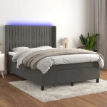 ΚΡΕΒΑΤΙ BOXSPRING ΜΕ ΣΤΡΩΜΑ & LED ΣΚ. ΓΚΡΙ 140X190ΕΚ. ΒΕΛΟΥΔΙΝΟ 3139680