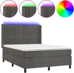 ΚΡΕΒΑΤΙ BOXSPRING ΜΕ ΣΤΡΩΜΑ & LED ΣΚ. ΓΚΡΙ 140X190ΕΚ. ΒΕΛΟΥΔΙΝΟ 3139680