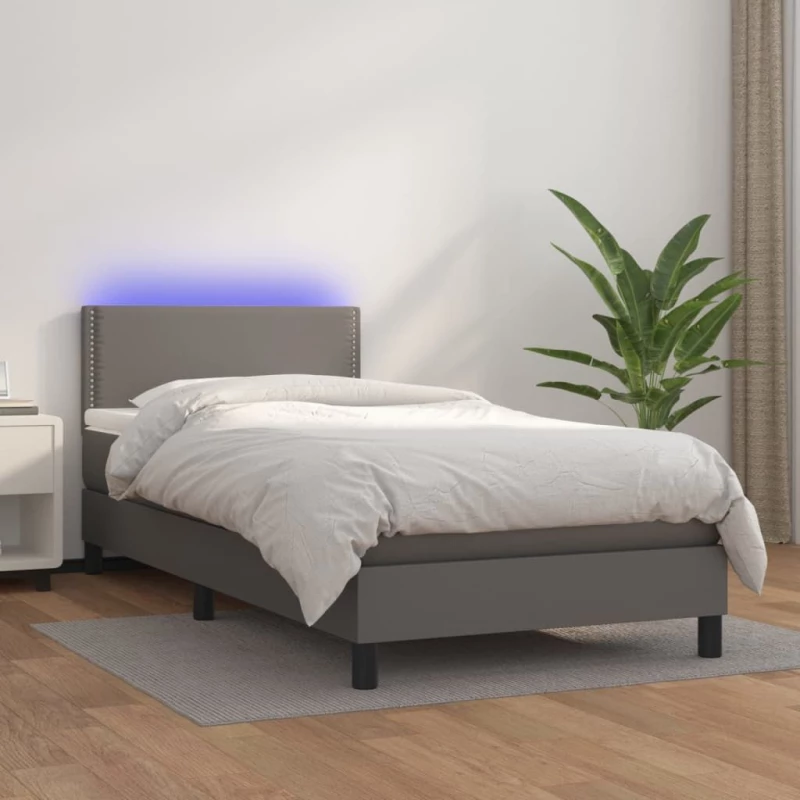 ΚΡΕΒΑΤΙ BOXSPRING ΜΕ ΣΤΡΩΜΑ & LED ΓΚΡΙ 80X200 ΕΚ. ΣΥΝΘ. ΔΕΡΜΑ 3134133