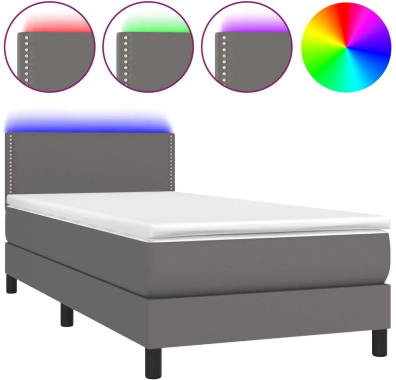 ΚΡΕΒΑΤΙ BOXSPRING ΜΕ ΣΤΡΩΜΑ & LED ΓΚΡΙ 80X200 ΕΚ. ΣΥΝΘ. ΔΕΡΜΑ 3134133