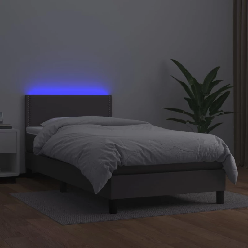 ΚΡΕΒΑΤΙ BOXSPRING ΜΕ ΣΤΡΩΜΑ & LED ΓΚΡΙ 80X200 ΕΚ. ΣΥΝΘ. ΔΕΡΜΑ 3134133