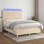ΚΡΕΒΑΤΙ BOXSPRING ΜΕ ΣΤΡΩΜΑ & LED ΚΡΕΜ 140X190 ΕΚ. ΥΦΑΣΜΑΤΙΝΟ 3135674