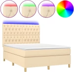 ΚΡΕΒΑΤΙ BOXSPRING ΜΕ ΣΤΡΩΜΑ & LED ΚΡΕΜ 140X190 ΕΚ. ΥΦΑΣΜΑΤΙΝΟ 3135674