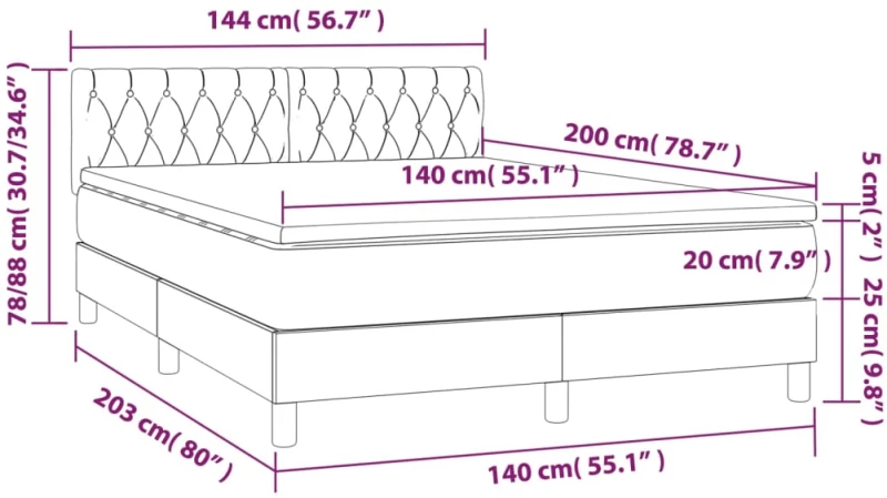 ΚΡΕΒΑΤΙ BOXSPRING ΜΕ ΣΤΡΩΜΑ TAUPE 140X200 ΕΚ. ΥΦΑΣΜΑΤΙΝΟ 3140301