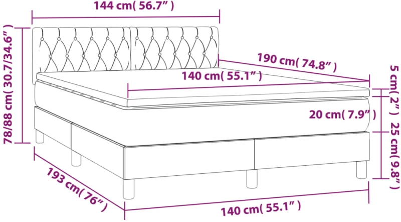 ΚΡΕΒΑΤΙ BOXSPRING ΜΕ ΣΤΡΩΜΑ TAUPE 140X190 ΕΚ. ΥΦΑΣΜΑΤΙΝΟ 3140853