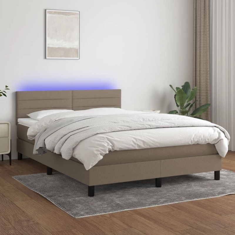 ΚΡΕΒΑΤΙ BOXSPRING ΜΕ ΣΤΡΩΜΑ & LED TAUPE 140X190 ΕΚ. ΥΦΑΣΜΑΤΙΝΟ 3133233