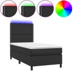 ΚΡΕΒΑΤΙ BOXSPRING ΜΕ ΣΤΡΩΜΑ & LED ΜΑΥΡΟ 100X200 ΕΚ. ΣΥΝΘ. ΔΕΡΜΑ 3135867