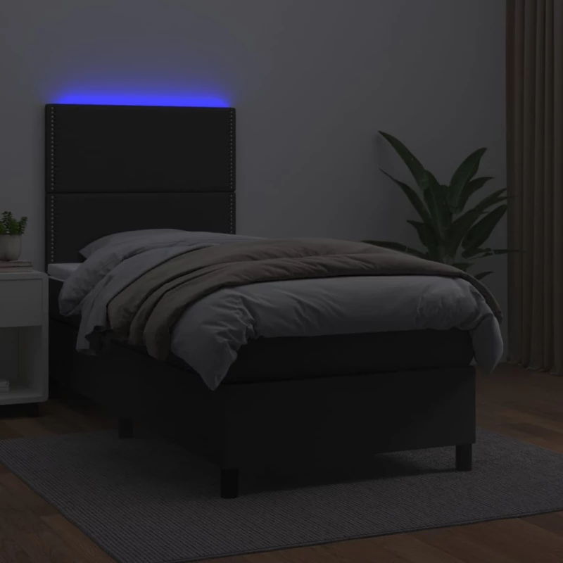 ΚΡΕΒΑΤΙ BOXSPRING ΜΕ ΣΤΡΩΜΑ & LED ΜΑΥΡΟ 100X200 ΕΚ. ΣΥΝΘ. ΔΕΡΜΑ 3135867