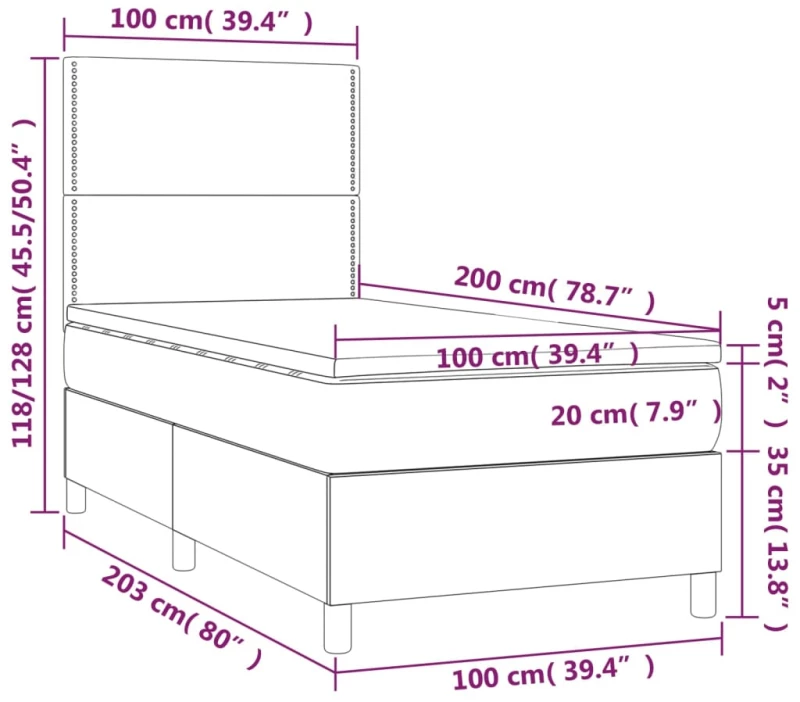 ΚΡΕΒΑΤΙ BOXSPRING ΜΕ ΣΤΡΩΜΑ & LED ΜΑΥΡΟ 100X200 ΕΚ. ΣΥΝΘ. ΔΕΡΜΑ 3135867