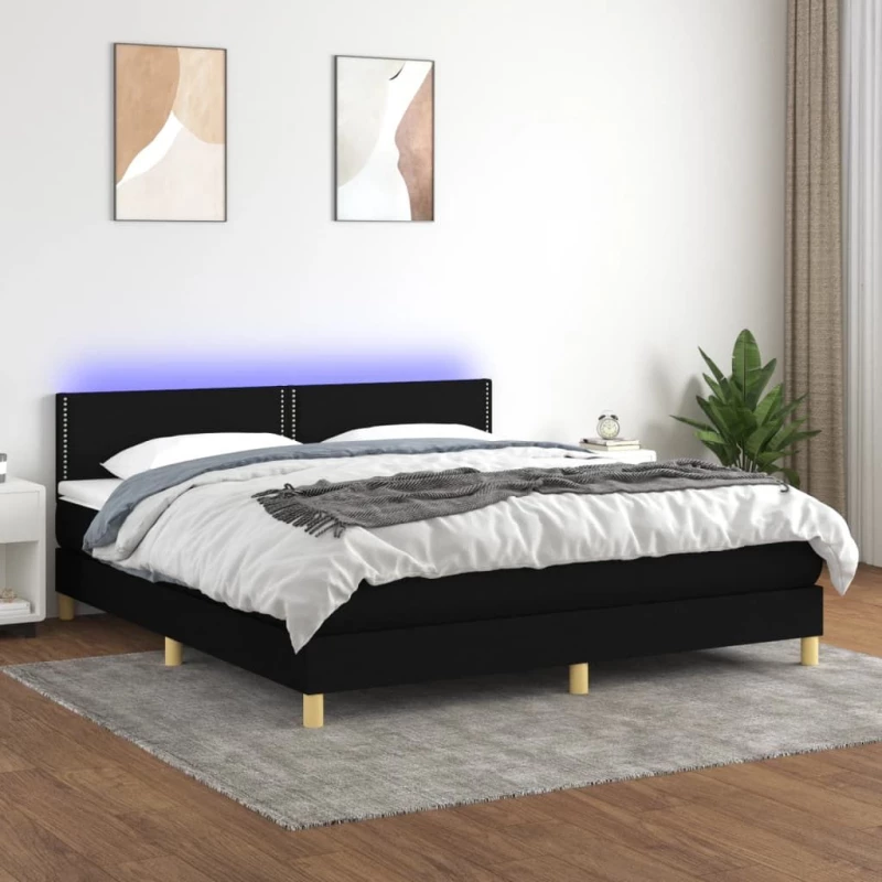 ΚΡΕΒΑΤΙ BOXSPRING ΜΕ ΣΤΡΩΜΑ & LED ΜΑΥΡΟ 160X200 ΕΚ. ΥΦΑΣΜΑΤΙΝΟ 3133647