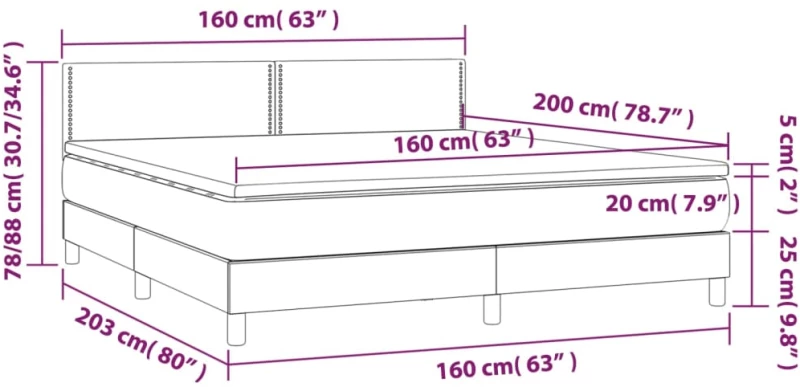 ΚΡΕΒΑΤΙ BOXSPRING ΜΕ ΣΤΡΩΜΑ & LED ΜΑΥΡΟ 160X200 ΕΚ. ΥΦΑΣΜΑΤΙΝΟ 3133647