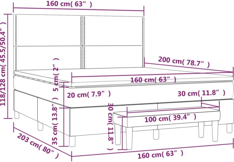 ΚΡΕΒΑΤΙ BOXSPRING ΜΕ ΣΤΡΩΜΑ ΜΑΥΡΟ 160X200 ΕΚ. ΥΦΑΣΜΑΤΙΝΟ 3137087
