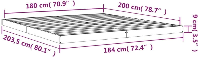 ΠΛΑΙΣΙΟ ΚΡΕΒΑΤΙΟΥ 180X200 ΕΚ. ΜΑΣΙΦ ΠΕΥΚΟ 6FT SUPER KING 823429