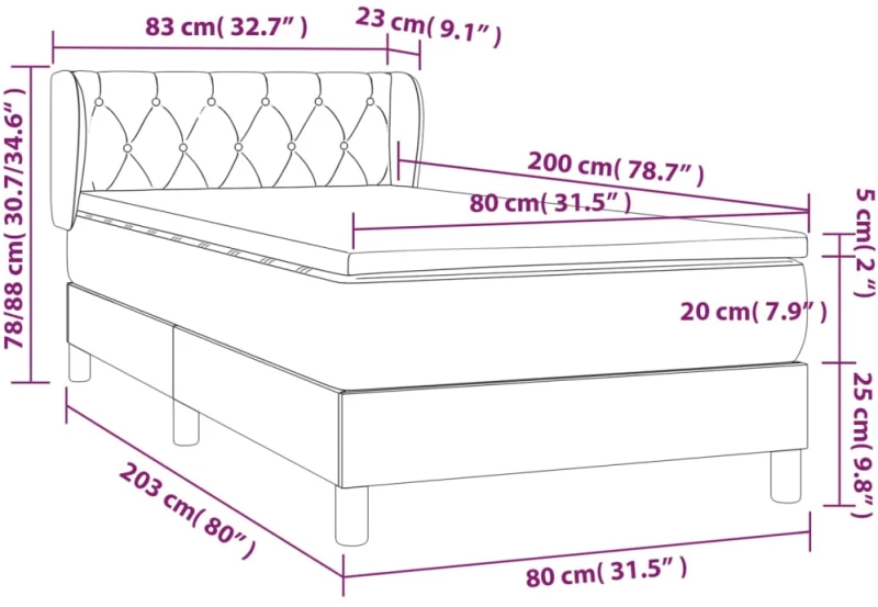 ΚΡΕΒΑΤΙ BOXSPRING ΜΕ ΣΤΡΩΜΑ ΣΚΟΥΡΟ ΚΑΦΕ 80X200 ΕΚ. ΥΦΑΣΜΑΤΙΝΟ 3127000