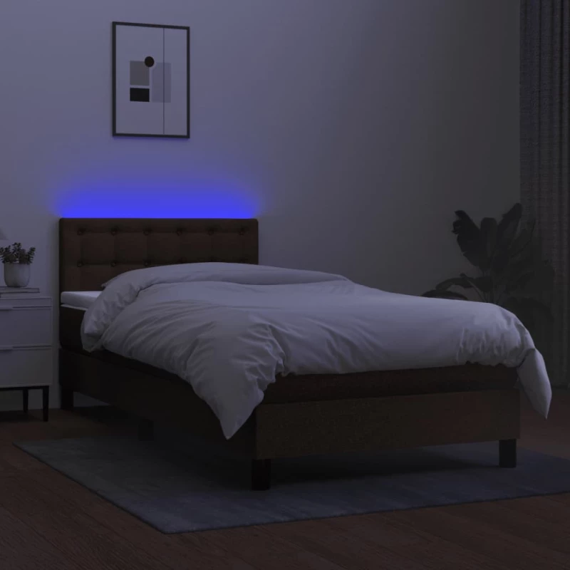 ΚΡΕΒΑΤΙ BOXSPRING ΜΕ ΣΤΡΩΜΑ & LED ΣΚ.ΚΑΦΕ 80X200 ΕΚ. ΥΦΑΣΜΑΤΙΝΟ 3133432