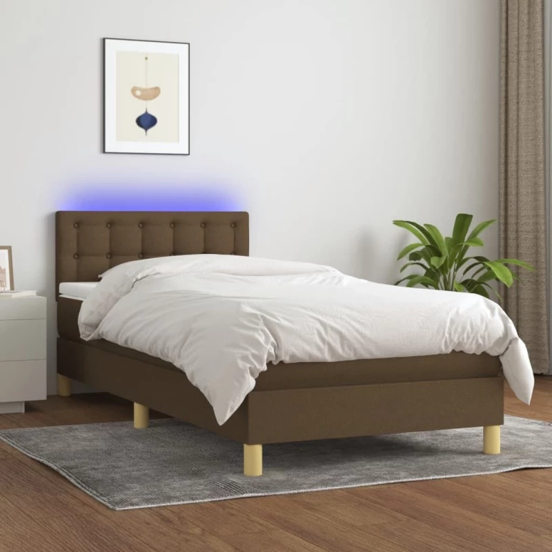 ΚΡΕΒΑΤΙ BOXSPRING ΜΕ ΣΤΡΩΜΑ & LED ΣΚ.ΚΑΦΕ 100X200 ΕΚ ΥΦΑΣΜΑΤΙΝΟ 3134016