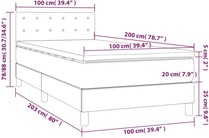 ΚΡΕΒΑΤΙ BOXSPRING ΜΕ ΣΤΡΩΜΑ & LED ΣΚ.ΚΑΦΕ 100X200 ΕΚ ΥΦΑΣΜΑΤΙΝΟ 3134016
