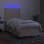 ΚΡΕΒΑΤΙ BOXSPRING ΜΕ ΣΤΡΩΜΑ & LED ΚΡΕΜ 90X200 ΕΚ. ΥΦΑΣΜΑΤΙΝΟ 3134770