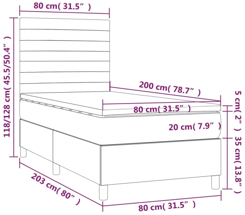 ΚΡΕΒΑΤΙ BOXSPRING ΜΕ ΣΤΡΩΜΑ & LED ΣΚ.ΚΑΦΕ 80X200 ΕΚ. ΥΦΑΣΜΑΤΙΝΟ 3134912