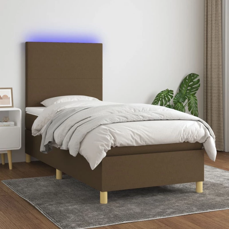 ΚΡΕΒΑΤΙ BOXSPRING ΜΕ ΣΤΡΩΜΑ & LED ΣΚ.ΚΑΦΕ 100X200 ΕΚ ΥΦΑΣΜΑΤΙΝΟ 3135256