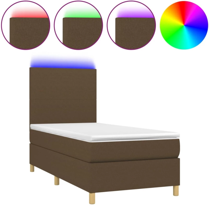 ΚΡΕΒΑΤΙ BOXSPRING ΜΕ ΣΤΡΩΜΑ & LED ΣΚ.ΚΑΦΕ 100X200 ΕΚ ΥΦΑΣΜΑΤΙΝΟ 3135256