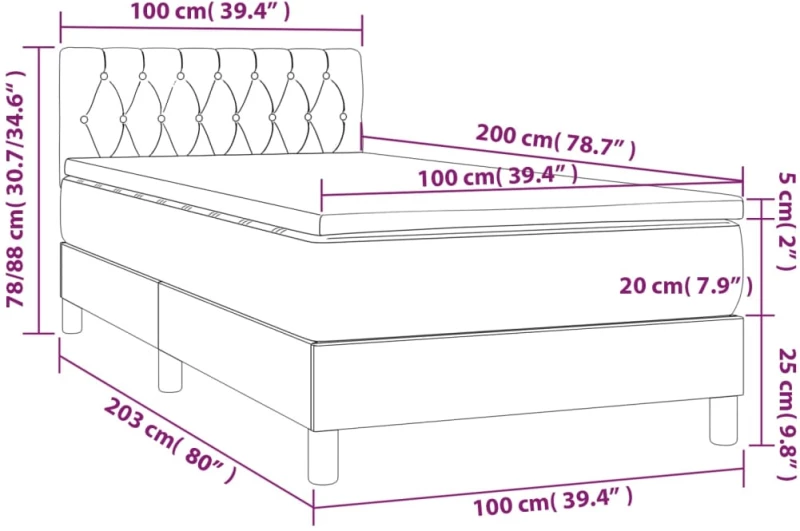 ΚΡΕΒΑΤΙ BOXSPRING ΜΕ ΣΤΡΩΜΑ ΣΚΟΥΡΟ ΚΑΦΕ 100X200 ΕΚ. ΥΦΑΣΜΑΤΙΝΟ 3140836