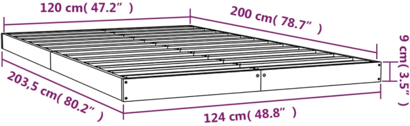 ΠΛΑΙΣΙΟ ΚΡΕΒΑΤΙΟΥ 120 X 200 ΕΚ. ΑΠΟ ΜΑΣΙΦ ΞΥΛΟ ΠΕΥΚΟΥ 823449