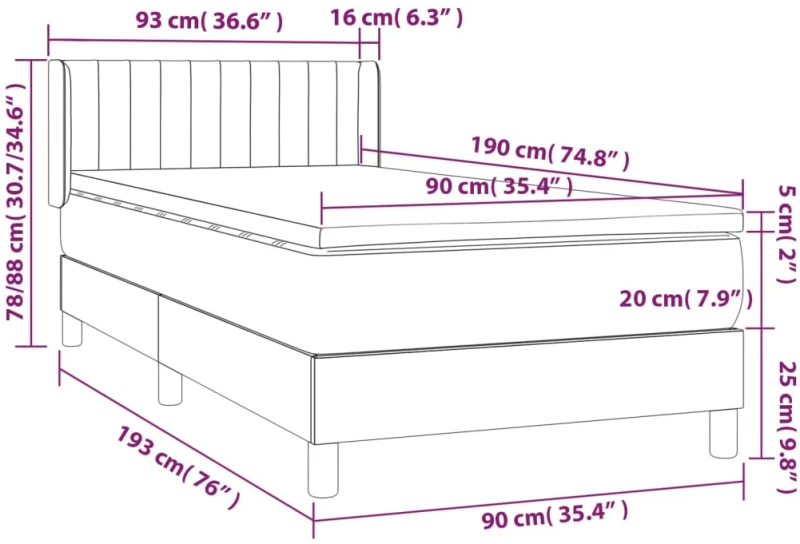 ΚΡΕΒΑΤΙ BOXSPRING ΜΕ ΣΤΡΩΜΑ ΣΚΟΥΡΟ ΚΑΦΕ 90X190 ΕΚ. ΥΦΑΣΜΑΤΙΝΟ 3129836