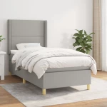 ΚΡΕΒΑΤΙ BOXSPRING ΜΕ ΣΤΡΩΜΑ ΑΝΟΙΧΤΟ ΓΚΡΙ 90X190 ΕΚ. ΥΦΑΣΜΑΤΙΝΟ 3131873