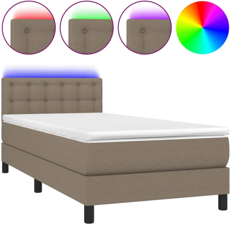 ΚΡΕΒΑΤΙ BOXSPRING ΜΕ ΣΤΡΩΜΑ & LED TAUPE 80X200 ΕΚ. ΥΦΑΣΜΑΤΙΝΟ 3133433