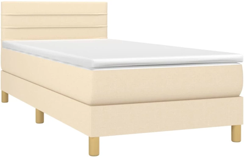 ΚΡΕΒΑΤΙ BOXSPRING ΜΕ ΣΤΡΩΜΑ & LED ΚΡΕΜ 90X190 ΕΚ. ΥΦΑΣΜΑΤΙΝΟ 3133762