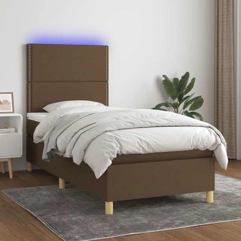 ΚΡΕΒΑΤΙ BOXSPRING ΜΕ ΣΤΡΩΜΑ & LED ΣΚ.ΚΑΦΕ 90X190 ΕΚ. ΥΦΑΣΜΑΤΙΝΟ 3135320