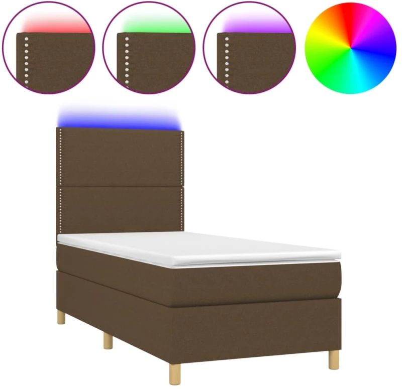 ΚΡΕΒΑΤΙ BOXSPRING ΜΕ ΣΤΡΩΜΑ & LED ΣΚ.ΚΑΦΕ 90X190 ΕΚ. ΥΦΑΣΜΑΤΙΝΟ 3135320