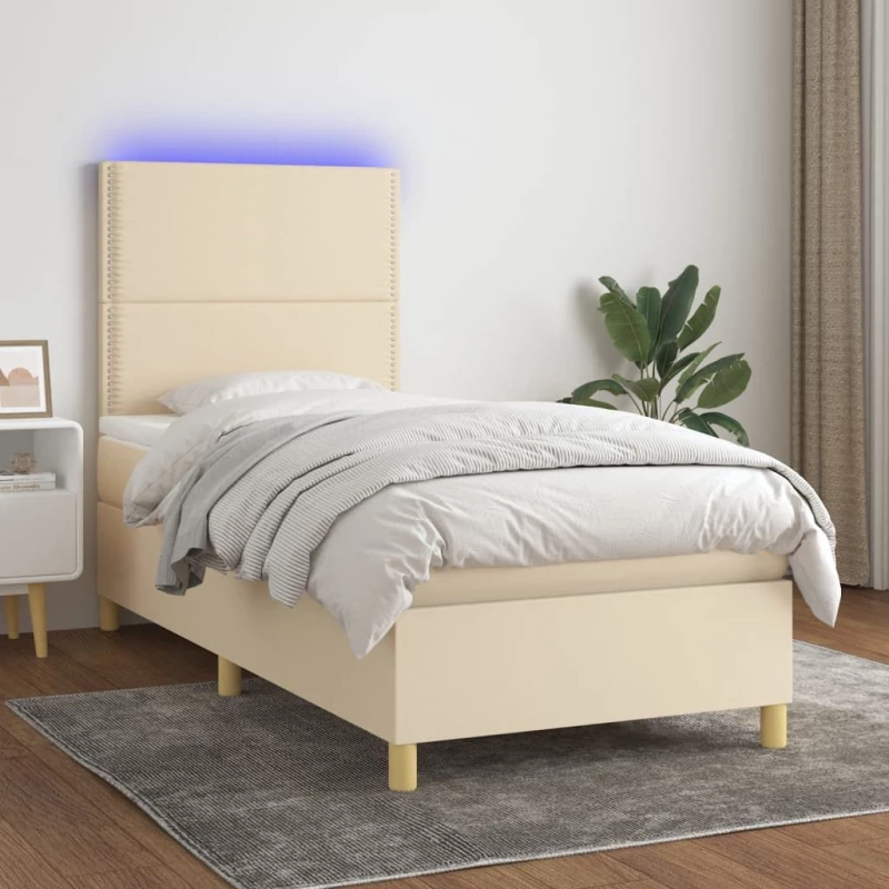 ΚΡΕΒΑΤΙ BOXSPRING ΜΕ ΣΤΡΩΜΑ & LED ΚΡΕΜ 100X200 ΕΚ. ΥΦΑΣΜΑΤΙΝΟ 3135338