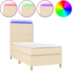 ΚΡΕΒΑΤΙ BOXSPRING ΜΕ ΣΤΡΩΜΑ & LED ΚΡΕΜ 100X200 ΕΚ. ΥΦΑΣΜΑΤΙΝΟ 3135338