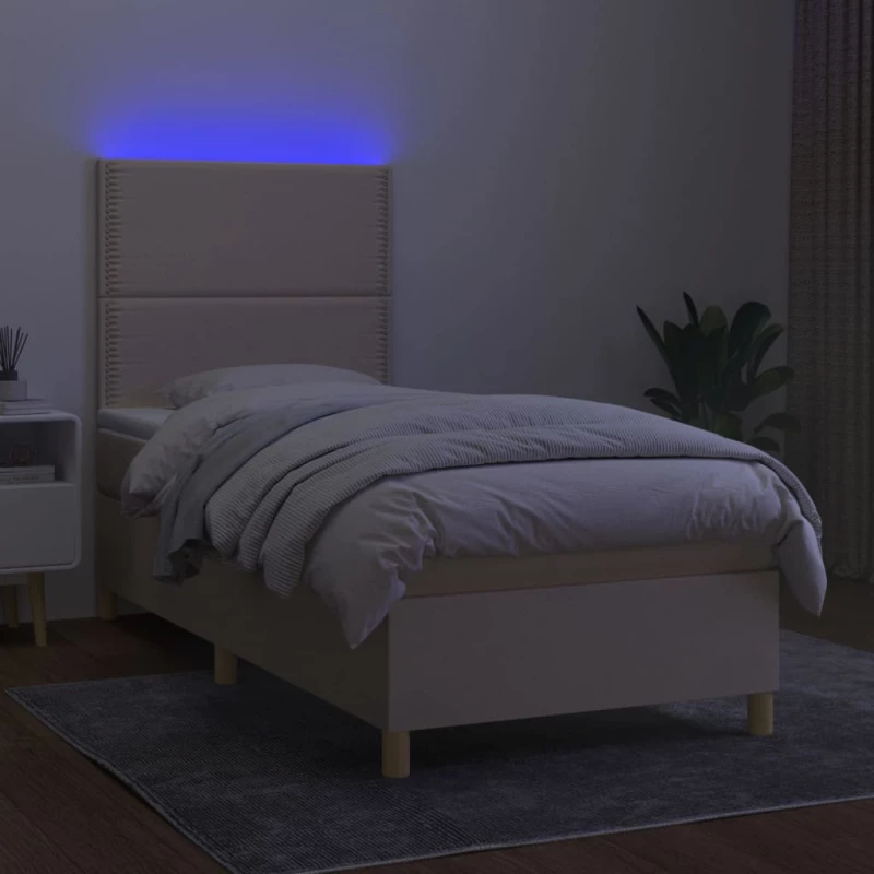 ΚΡΕΒΑΤΙ BOXSPRING ΜΕ ΣΤΡΩΜΑ & LED ΚΡΕΜ 100X200 ΕΚ. ΥΦΑΣΜΑΤΙΝΟ 3135338
