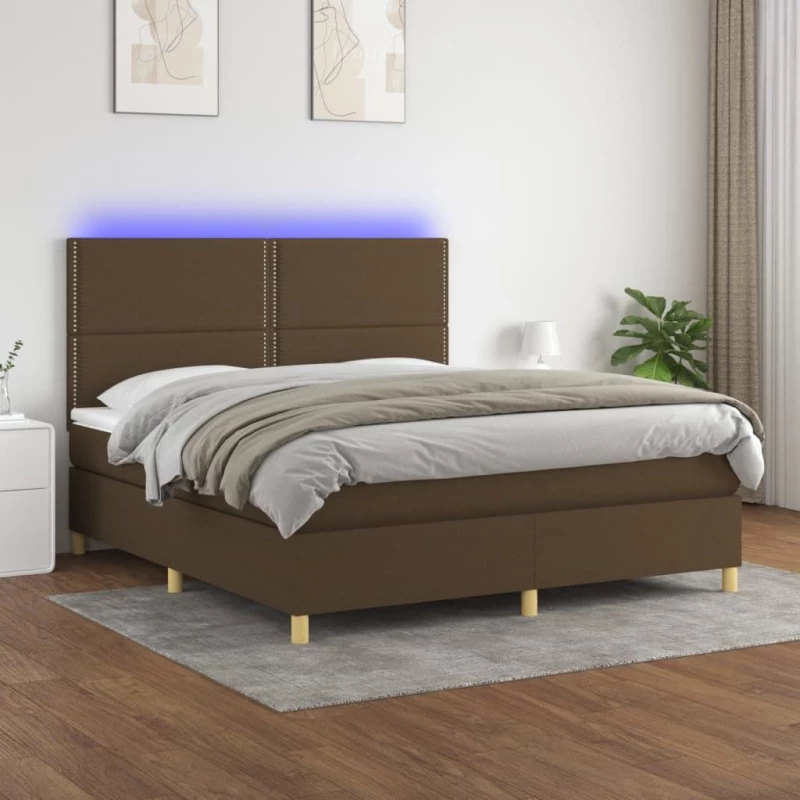 ΚΡΕΒΑΤΙ BOXSPRING ΜΕ ΣΤΡΩΜΑ & LED ΣΚ.ΚΑΦΕ 180X200ΕΚ. ΥΦΑΣΜΑΤΙΝΟ 3135376