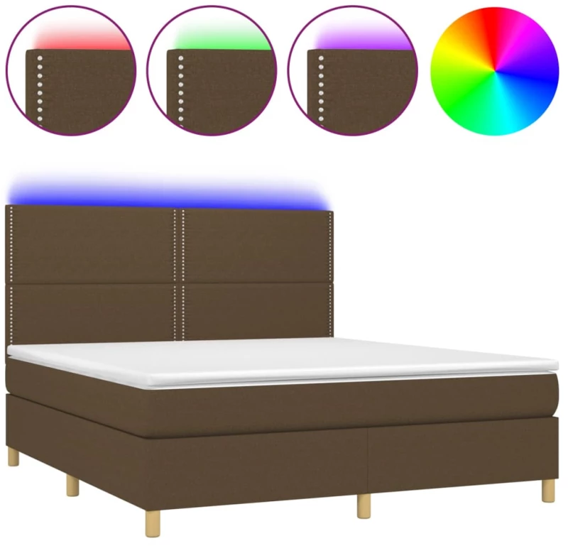 ΚΡΕΒΑΤΙ BOXSPRING ΜΕ ΣΤΡΩΜΑ & LED ΣΚ.ΚΑΦΕ 180X200ΕΚ. ΥΦΑΣΜΑΤΙΝΟ 3135376
