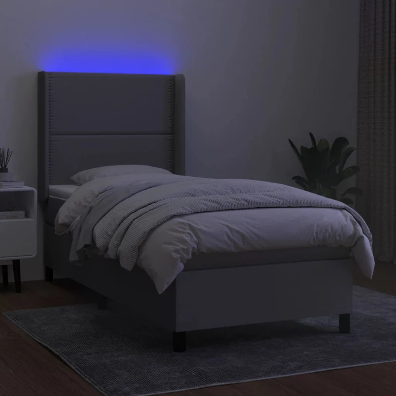 ΚΡΕΒΑΤΙ BOXSPRING ΜΕ ΣΤΡΩΜΑ & LED ΑΝ.ΓΚΡΙ 90X190 ΕΚ. ΥΦΑΣΜΑΤΙΝΟ 3138197