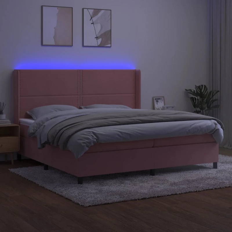 ΚΡΕΒΑΤΙ BOXSPRING ΜΕ ΣΤΡΩΜΑ & LED ΡΟΖ 200X200 ΕΚ. ΒΕΛΟΥΔΙΝΟ 3139528