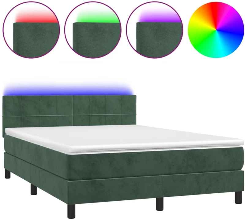 ΚΡΕΒΑΤΙ BOXSPRING ΜΕ ΣΤΡΩΜΑ & LED ΣΚ. ΠΡΑΣΙΝΟ 140X200ΕΚ ΒΕΛΟΥΔΟ 3134408
