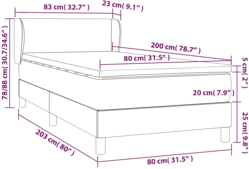 ΚΡΕΒΑΤΙ BOXSPRING ΜΕ ΣΤΡΩΜΑ TAUPE 80X200 ΕΚ. ΥΦΑΣΜΑΤΙΝΟ 3126601