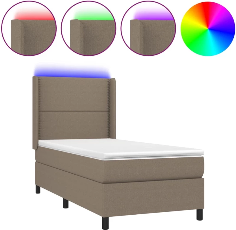 ΚΡΕΒΑΤΙ BOXSPRING ΜΕ ΣΤΡΩΜΑ & LED TAUPE 90X200 ΕΚ. ΥΦΑΣΜΑΤΙΝΟ 3138209