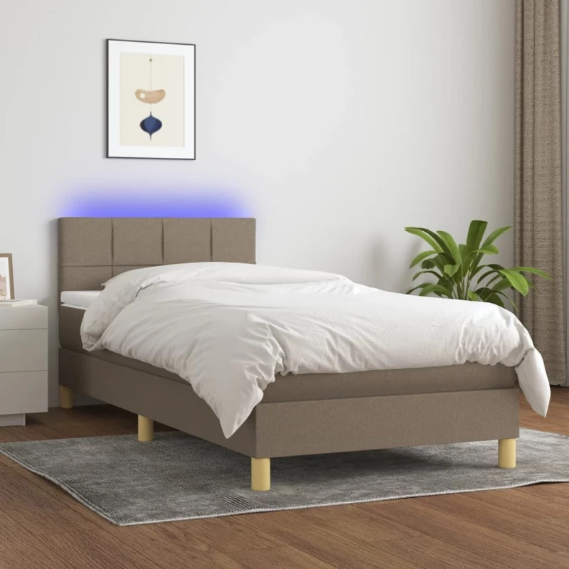 ΚΡΕΒΑΤΙ BOXSPRING ΜΕ ΣΤΡΩΜΑ & LED TAUPE 80X200 ΕΚ. ΥΦΑΣΜΑΤΙΝΟ 3133673