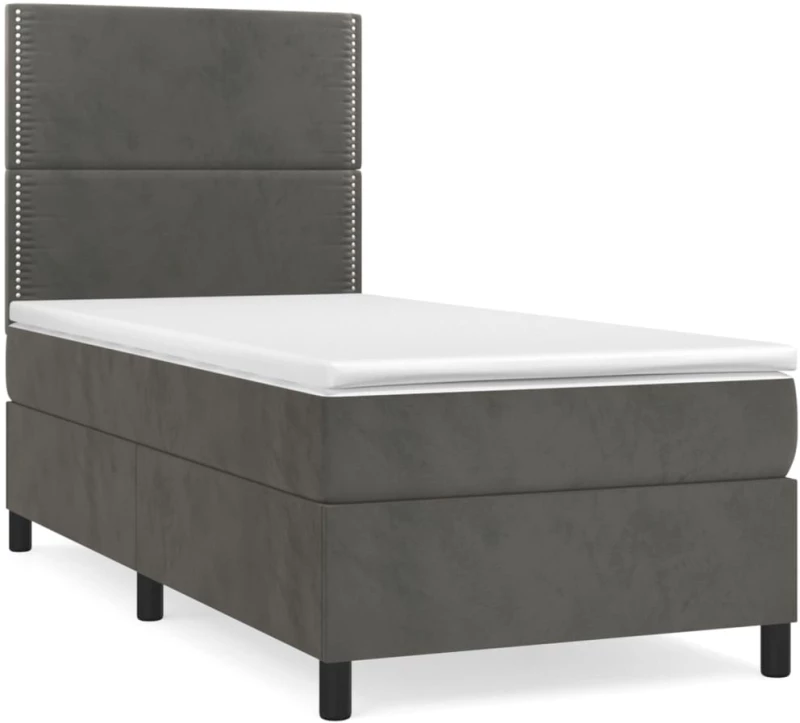 ΚΡΕΒΑΤΙ BOXSPRING ΜΕ ΣΤΡΩΜΑ ΣΚΟΥΡΟ ΓΚΡΙ 80X200 ΕΚ. ΒΕΛΟΥΔΙΝΟ 3142930