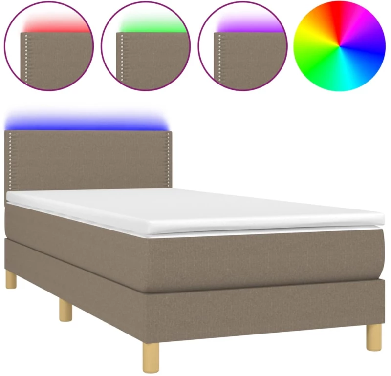 ΚΡΕΒΑΤΙ BOXSPRING ΜΕ ΣΤΡΩΜΑ & LED TAUPE 90X190 ΕΚ. ΥΦΑΣΜΑΤΙΝΟ 3133601